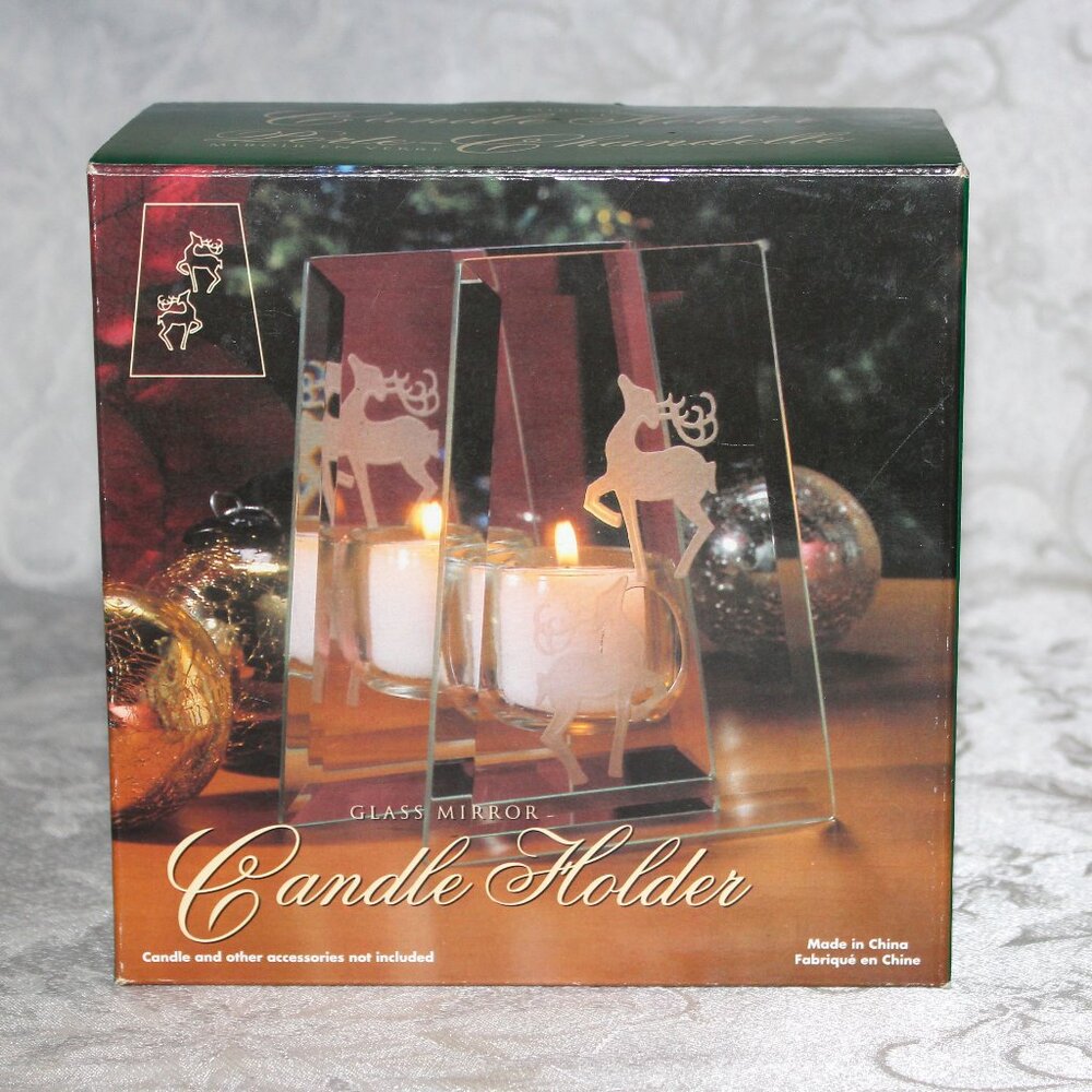 BNIB Reindeer Candle Holder | Glass Mirror